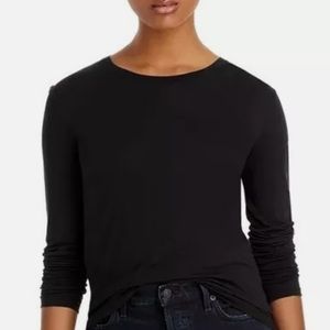 VINCE Essential Long Sleeve Crewneck Tee in Black Tag-less